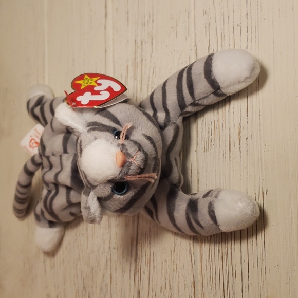 Ty Beanie Babies 1997 Brown Cat Pounce & Gray Striped Cat Prance NWT - Picture 6 of 11